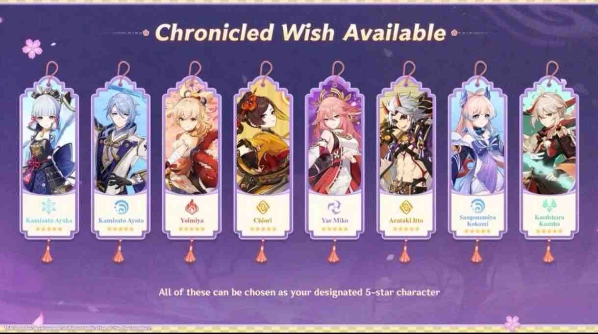Genshin Impact version 5.6 chronicles banners